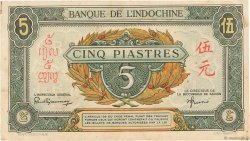 5 Piastres vert FRENCH INDOCHINA  1943 P.062a VF+