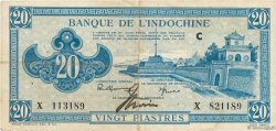 20 Piastres bleu INDOCINA FRANCESE  1943 P.065 BB