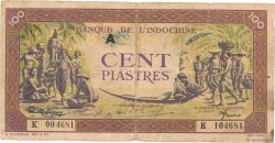 100 Piastres violet et vert INDOCINA FRANCESE  1944 P.067 q.MB