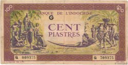 100 Piastres violet et vert INDOCINA FRANCESE  1944 P.067 q.BB