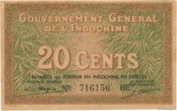 20 Cents INDOCHINE FRANÇAISE  1939 P.086e SUP