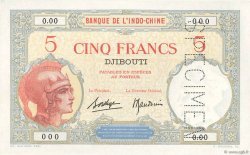 5 Francs Spécimen DSCHIBUTI   1936 P.06bs fST