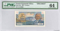 5 Francs Bougainville Spécimen AFRIQUE ÉQUATORIALE FRANÇAISE  1957 P.28s pr.NEUF