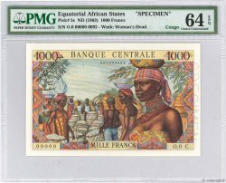 1000 Francs Spécimen EQUATORIAL AFRICAN STATES (FRENCH)  1963 P.05cs UNC