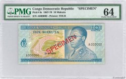 10 Makuta Spécimen CONGO, DEMOCRATIQUE REPUBLIC  1970 P.009s UNC-