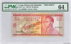 50 Makuta Spécimen DEMOKRATISCHE REPUBLIK KONGO  1967 P.011s ST