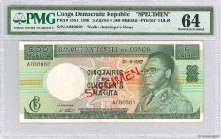 5 Zaïres - 500 Makuta Spécimen DEMOKRATISCHE REPUBLIK KONGO  1967 P.013s fST+