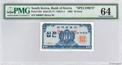 10 Jeon Spécimen SOUTH KOREA   1962 P.28s UNC