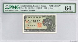 50 Jeon Spécimen COREA DEL SUR  1962 P.29s FDC