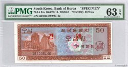 50 Won Spécimen SOUTH KOREA   1962 P.34s UNC