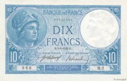 10 Francs MINERVE FRANKREICH  1916 F.06.01 VZ+