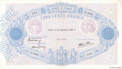 500 Francs BLEU ET ROSE modifié FRANKREICH  1939 F.31.41 fVZ