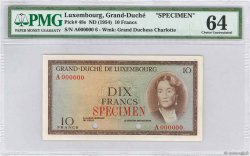 10 Francs Spécimen LUSSEMBURGO  1954 P.48s q.FDC