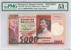 5000 Francs - 1000 Ariary Spécimen MADAGASCAR  1974 P.066s XF+