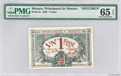 1 Franc Essai MONACO  1920 P.05s NEUF