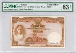 10 Baht Spécimen THAILANDIA  1948 P.071bs q.FDC