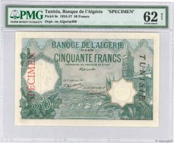 50 Francs Spécimen TUNESIEN  1924 P.09s fST