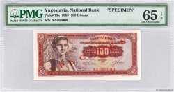 100 Dinara Spécimen YUGOSLAVIA  1963 P.073s FDC
