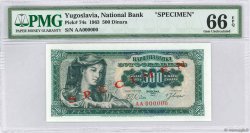 500 Dinara Spécimen YUGOSLAVIA  1963 P.074s UNC