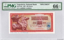 100 Dinara Spécimen YUGOSLAVIA  1965 P.080s UNC