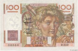 100 Francs JEUNE PAYSAN filigrane inversé FRANCE  1952 F.28bis.02