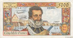 5000 Francs HENRI IV  FRANCE  1957 F.49.01