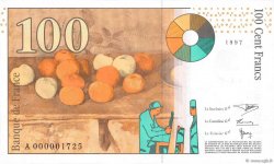 100 Francs CÉZANNE Petit numéro FRANCE  1997 F.74.01 NEUF