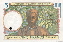 5 Francs Spécimen AFRIQUE ÉQUATORIALE FRANÇAISE Brazzaville 1941 P.06s XF+