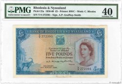 5 Pounds RODESIA Y NIASALANDIA (Federación de)  1956 P.22a BC+