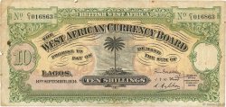 10 Shillings AFRIQUE OCCIDENTALE BRITANNIQUE  1934 P.07a pr.TB