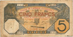 5 Francs GRAND-BASSAM FRENCH WEST AFRICA Grand-Bassam 1919 P.05Db fS