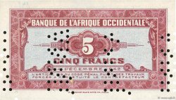 5 Francs Spécimen FRENCH WEST AFRICA  1942 P.28as SPL+