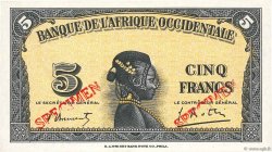 5 Francs Spécimen FRENCH WEST AFRICA  1942 P.28s2 FDC