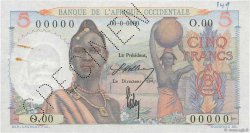 5 Francs Spécimen FRENCH WEST AFRICA  1943 P.36s fST