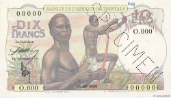 10 Francs Spécimen FRENCH WEST AFRICA  1946 P.37s EBC+