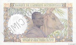 25 Francs Spécimen FRENCH WEST AFRICA  1943 P.38s EBC+