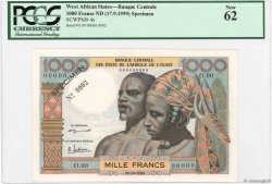 1000 Francs Spécimen STATI AMERICANI AFRICANI  1964 P.004s q.FDC