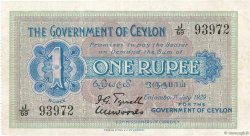 1 Rupee CEYLON  1929 P.016b BB