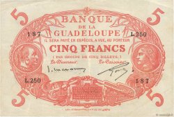 5 Francs Cabasson rouge GUADELOUPE  1934 P.07c VF