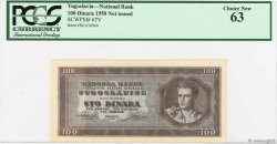 100 Dinara Non émis YOUGOSLAVIE  1950 P.067V NEUF