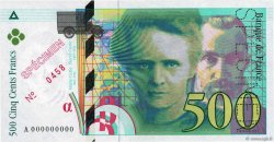 500 Francs PIERRE ET MARIE CURIE Spécimen FRANCIA  1994 F.76.01Spn SC+