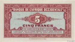 5 Francs FRENCH WEST AFRICA  1942 P.28b ST
