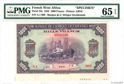1000 Francs Spécimen FRENCH WEST AFRICA  1942 P.32s UNC
