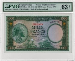 1000 Francs Spécimen BELGA CONGO  1953 P.29cts SC+