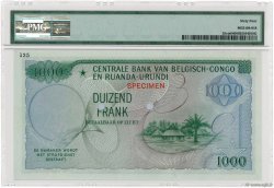 1000 Francs Spécimen CONGO BELGA  1958 P.35cts FDC
