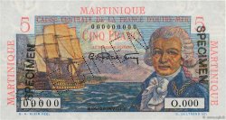 5 Francs Bougainville Spécimen MARTINIQUE  1947 P.27s SPL