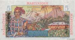5 Francs Bougainville Spécimen MARTINIQUE  1947 P.27s AU