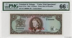 5 Dollars Spécimen TRINIDAD Y TOBAGO  1964 P.22cts FDC