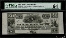 20 Dollars Non émis UNITED STATES OF AMERICA Lambertville 1861  UNC