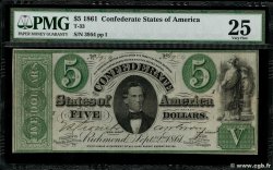 5 Dollars Гражданская война в США  1861 P.17b VF-